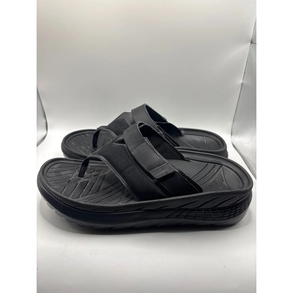 Vionic Restore II Recovery Sandals Black Mens 8.5 Womens 10 Thong Slide Orthotic